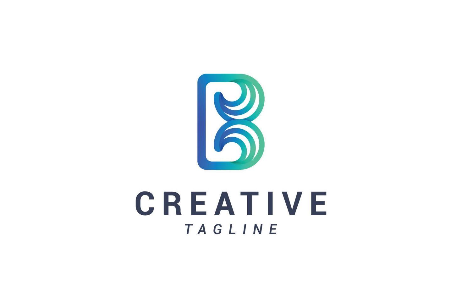 letter b creatieve lijntekeningen blauwe kleur 3d natuurlijk logo vector