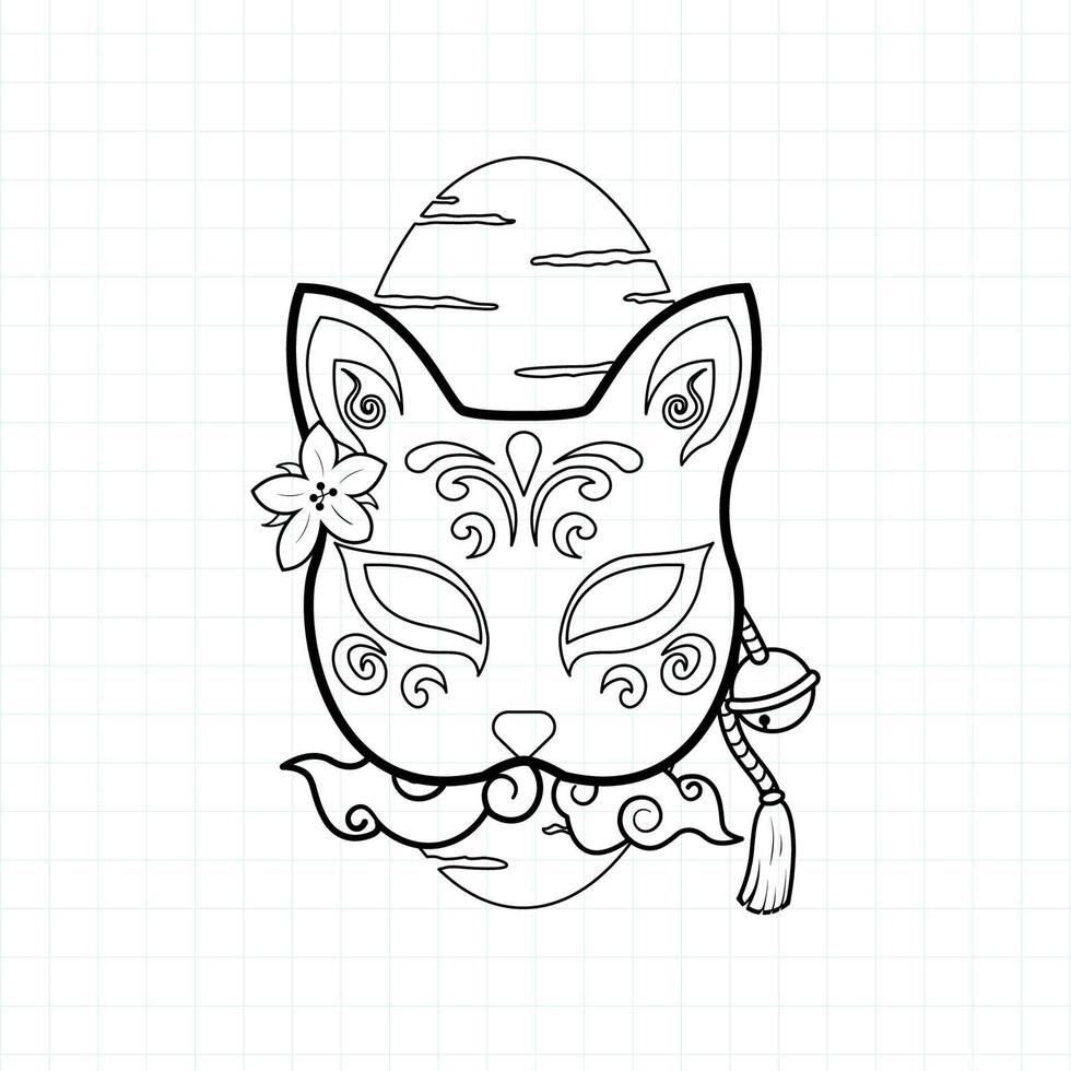 Japanse kitsune masker kleurplaat, vectorillustratie eps.10 vector