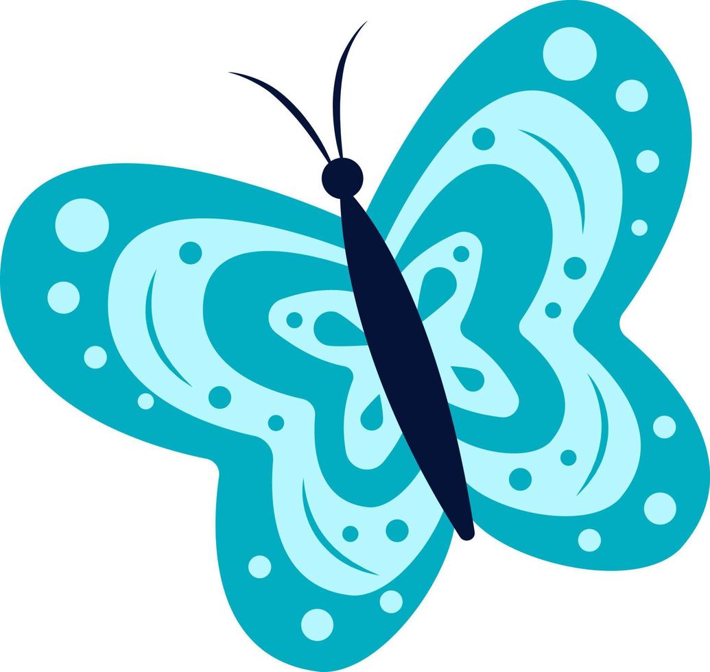 heldere illustratie van blauwe vlinders op een witte achtergrond, vector invoegen, logo idee, kleurboeken, tijdschriften, bedrukking op kleding, reclame. mooie vlinderillustratie.