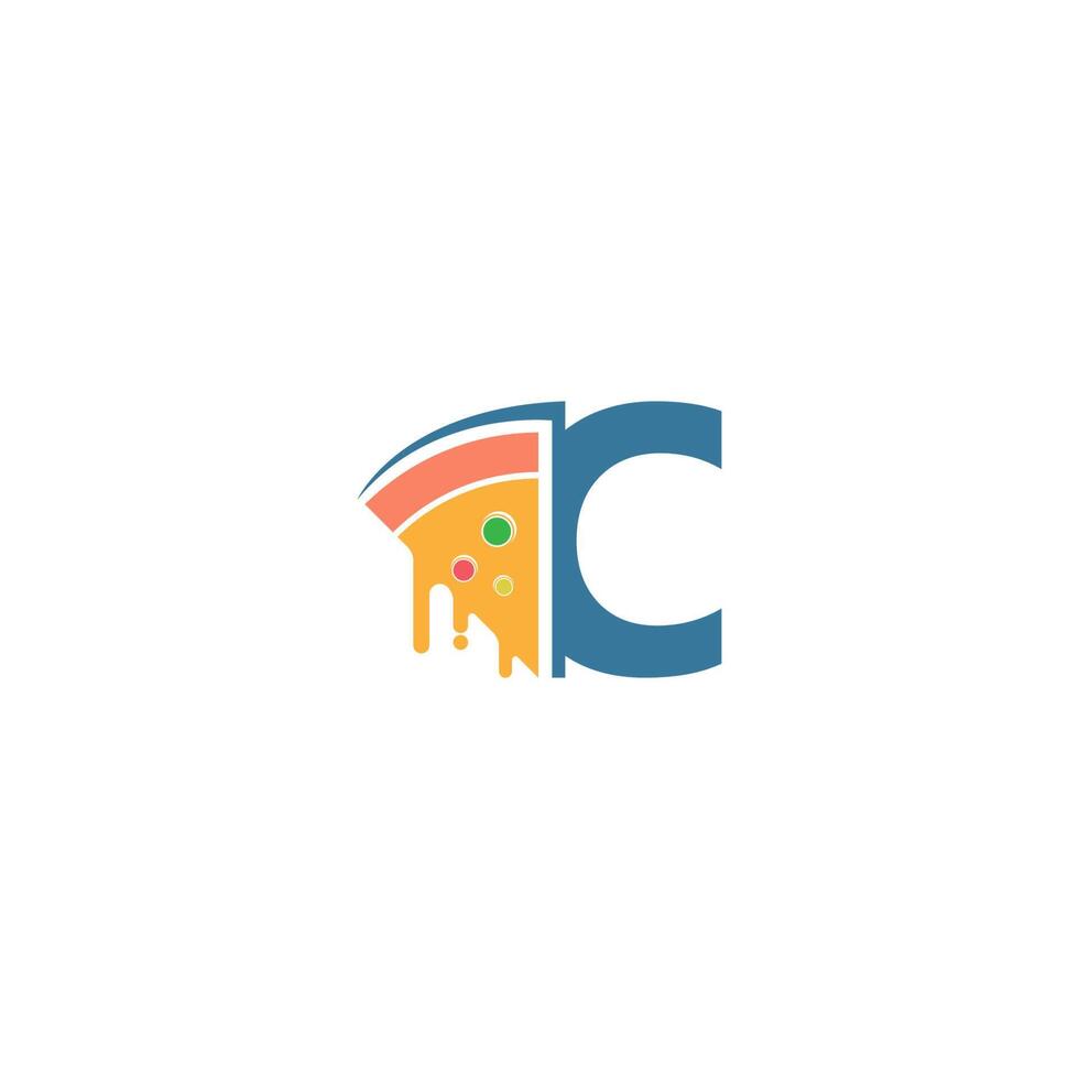 letter c met pizza pictogram logo vector