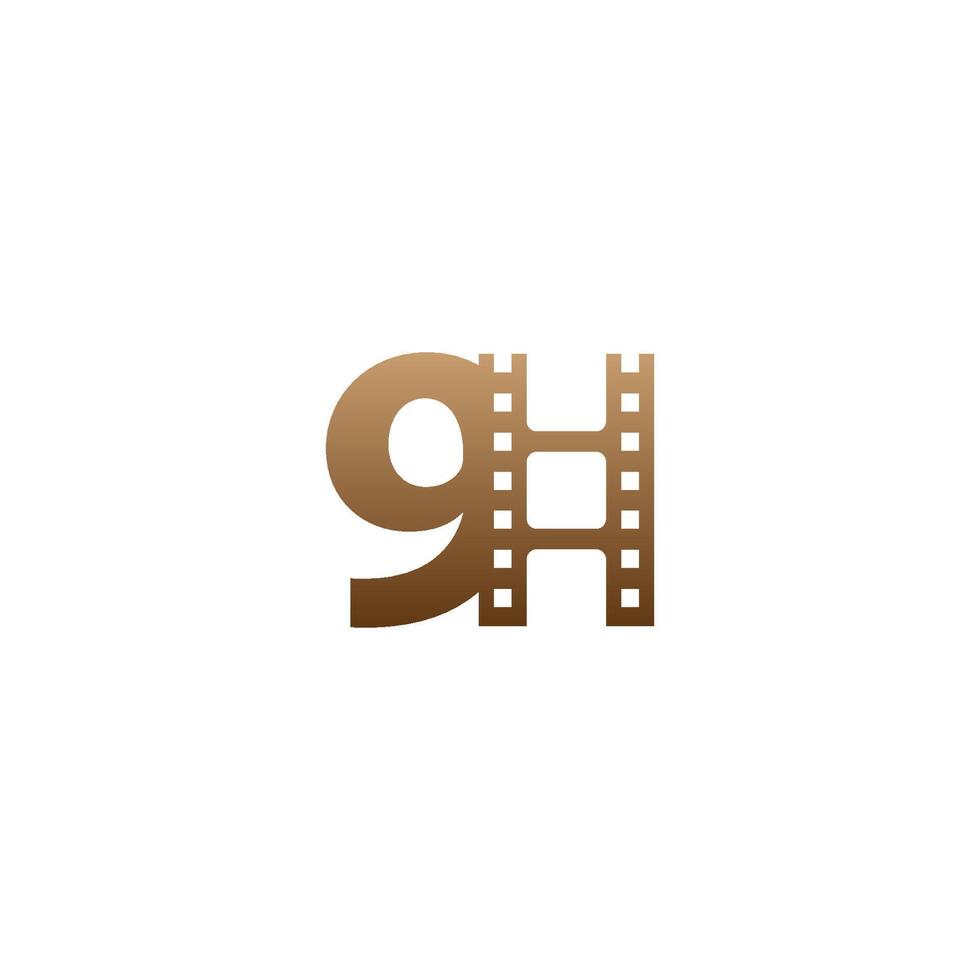 nummer 9 met filmstrip pictogram logo ontwerpsjabloon vector