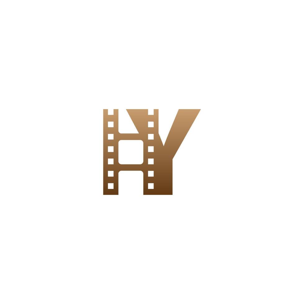 letter y met filmstrip pictogram logo ontwerpsjabloon vector