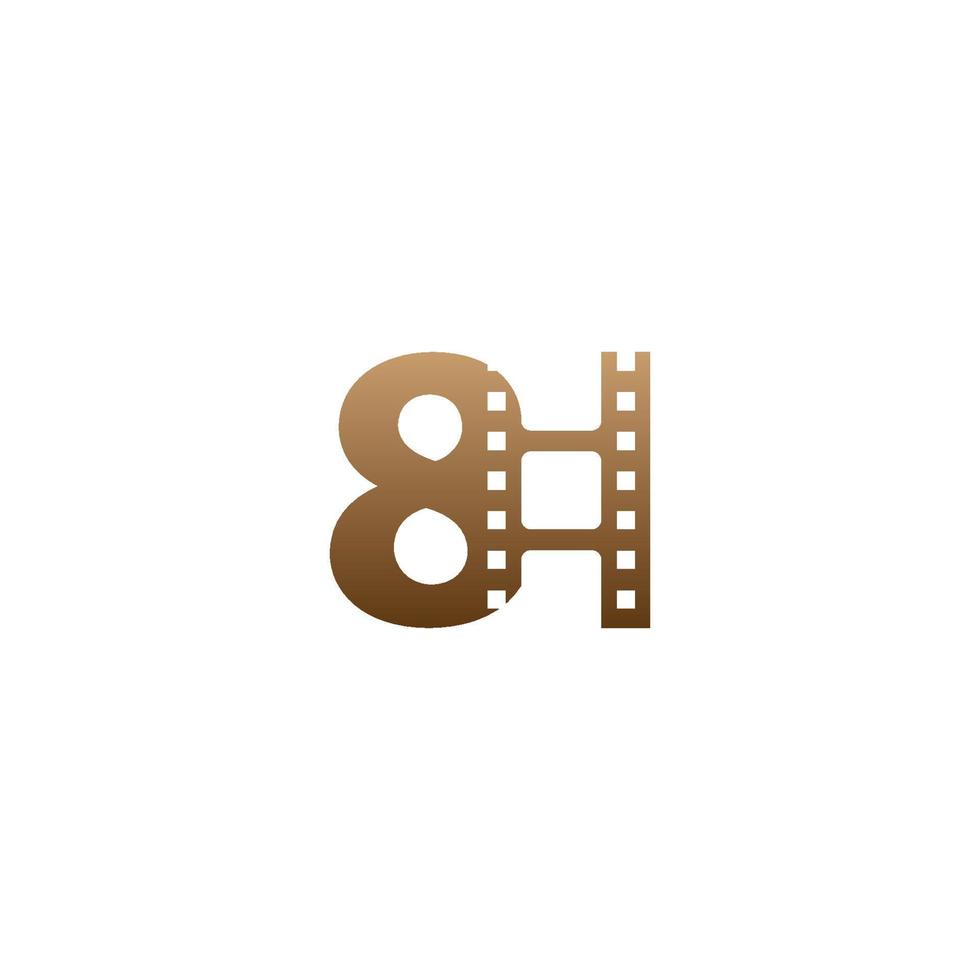 nummer 8 met filmstrip pictogram logo ontwerpsjabloon vector