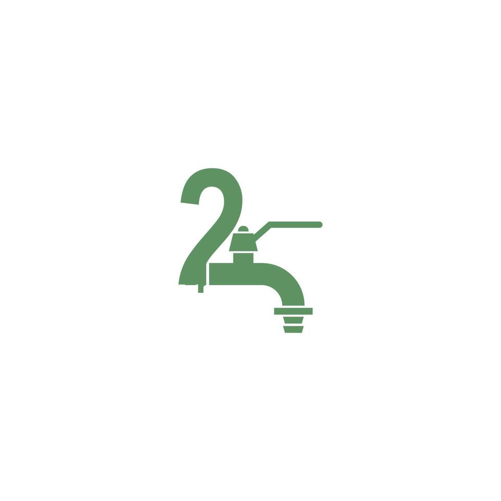 kraan icoon met nummer 2 logo ontwerp vector
