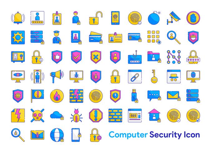 Computerbeveiliging Icon Set vector