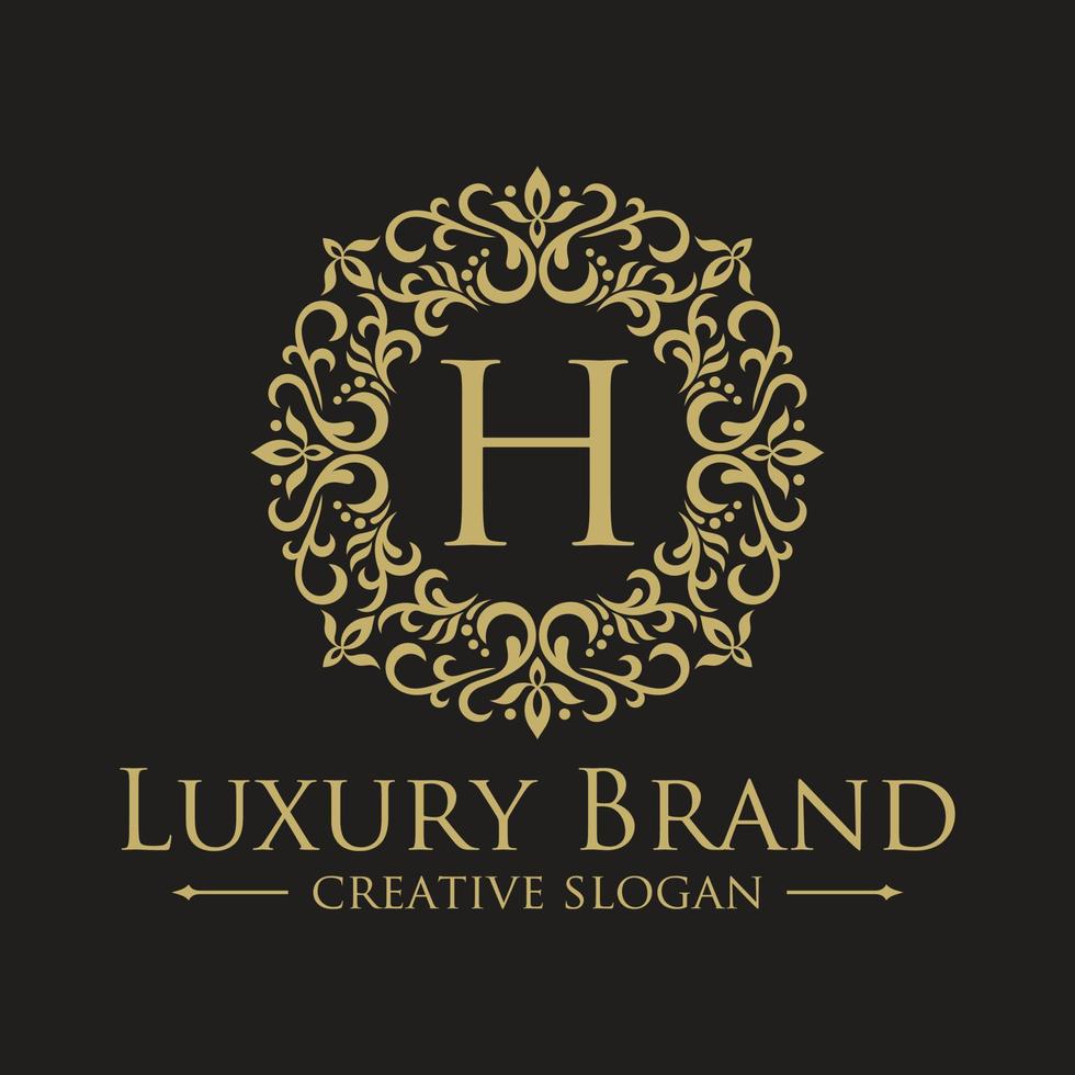floral heraldische luxe cirkel logo sjabloon in vector voor restaurant, royalty's, boetiek, café, hotel, sieraden, mode en andere vectorillustratie