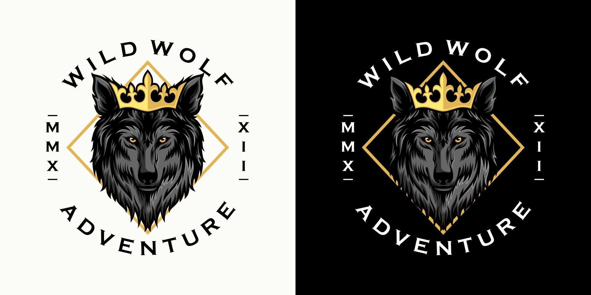 vintage wolf logo ontwerp vectorillustratie vector