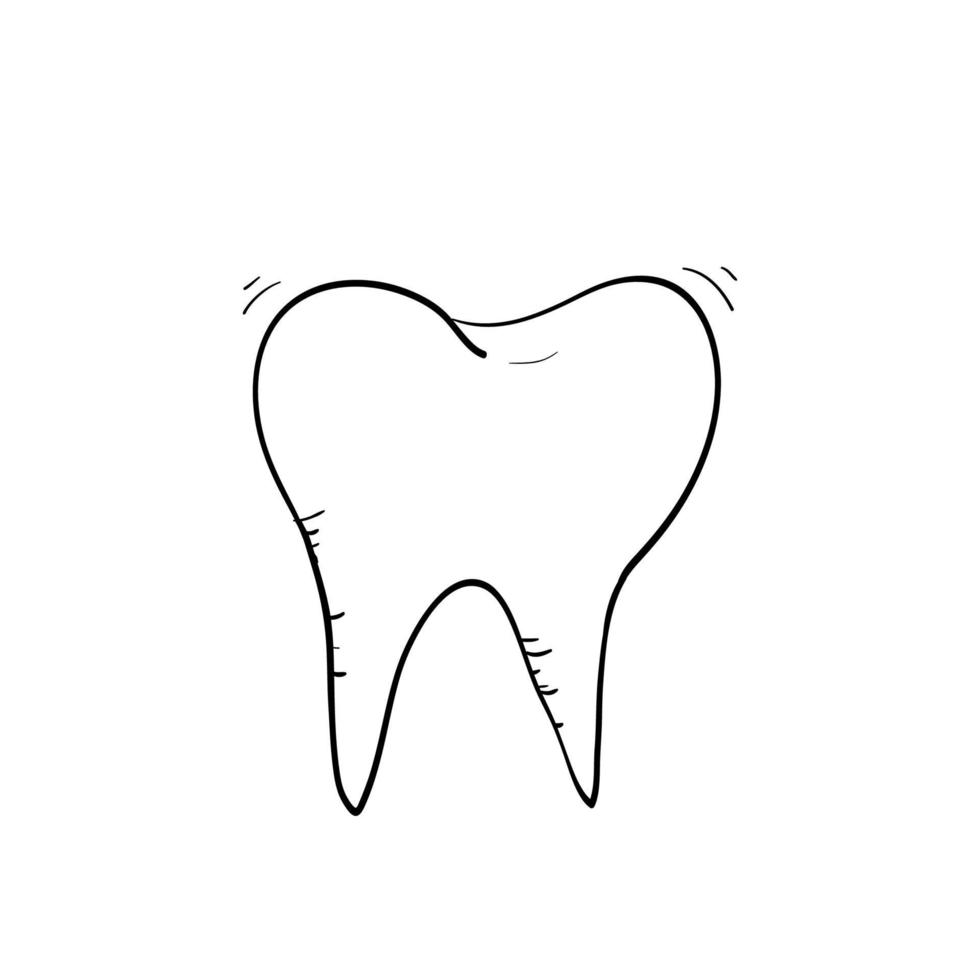 doodle tand illustratie met handgetekende lijn kunststijl vector