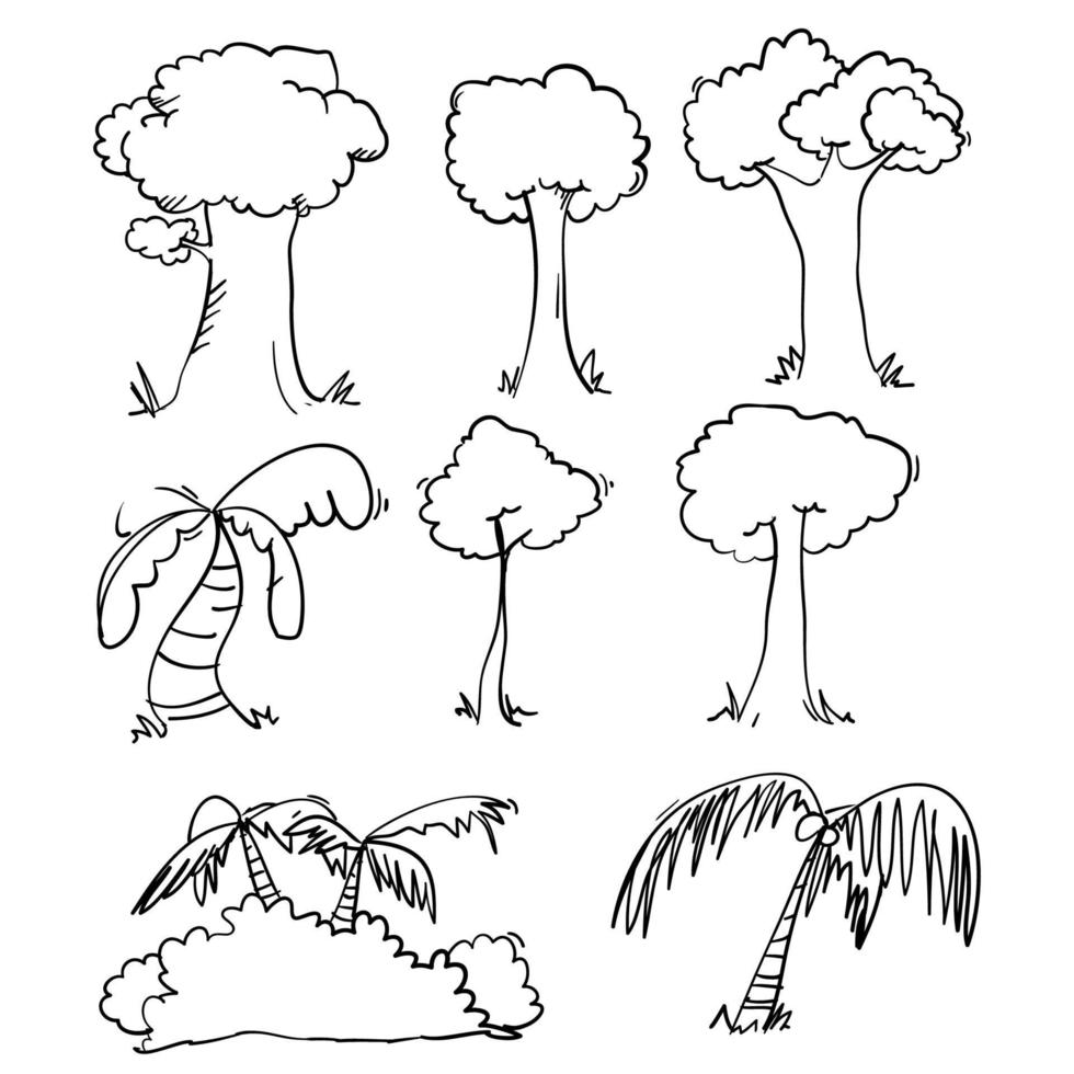 handgetekende doodle boom illustratie in cartoon stijl vector