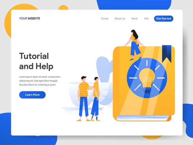 Landingspagina sjabloon van Tutorial en Help Illustratie Concept vector
