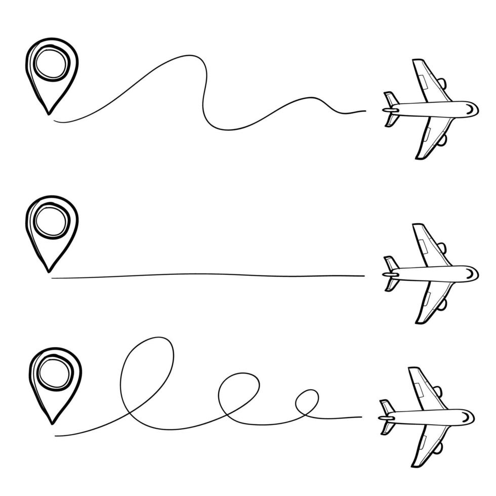 hand getekend vliegtuig spoor pictogram symbool voor reizen en toerisme illustratie met doodle style vector