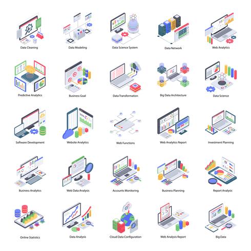 Data Analytics-pictogrammenpakket vector