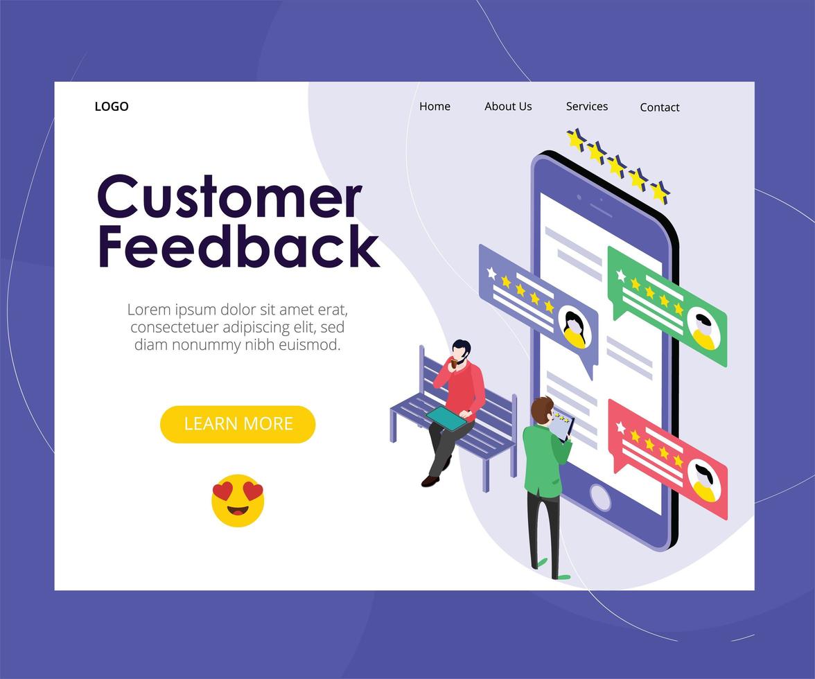 Webpagina met feedback van klanten vector