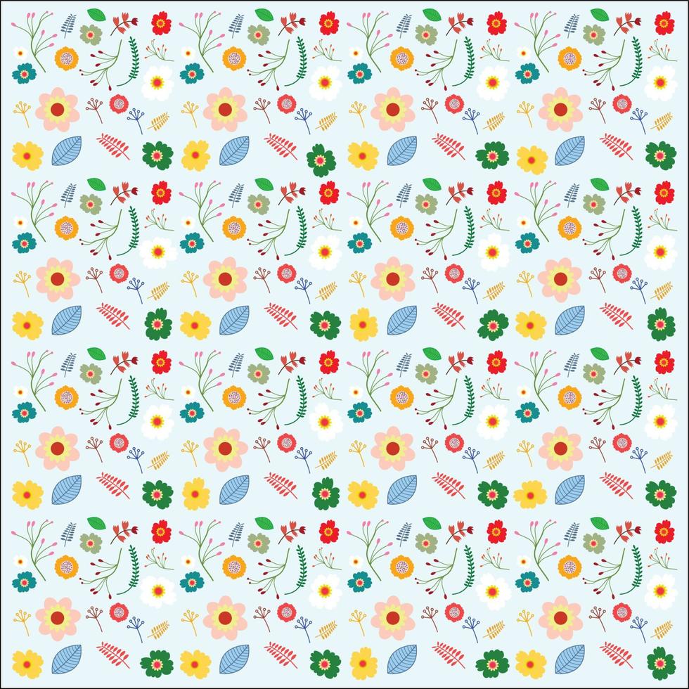 vector bloemmotief in doodle stijl met bloemen en bladeren. zachte, lente bloemen achtergrond.