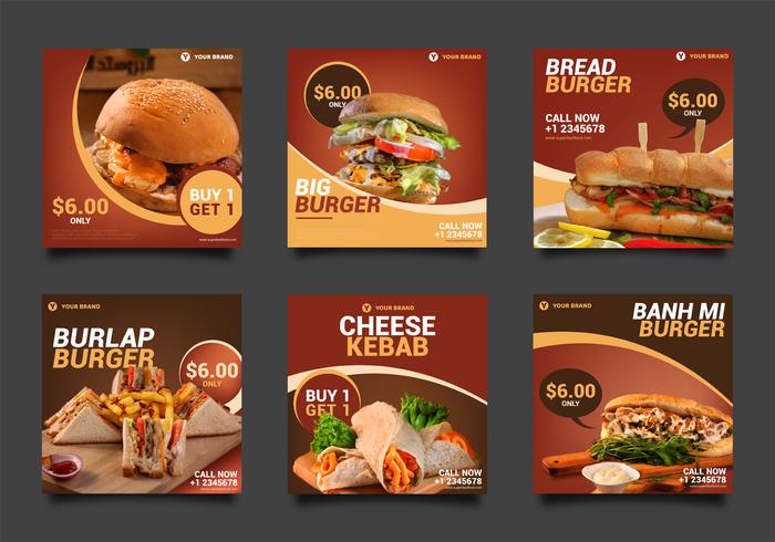 Burger Social Media postpakket vector