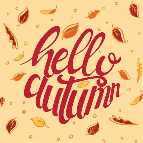 Hallo herfst aangepaste typografie vector