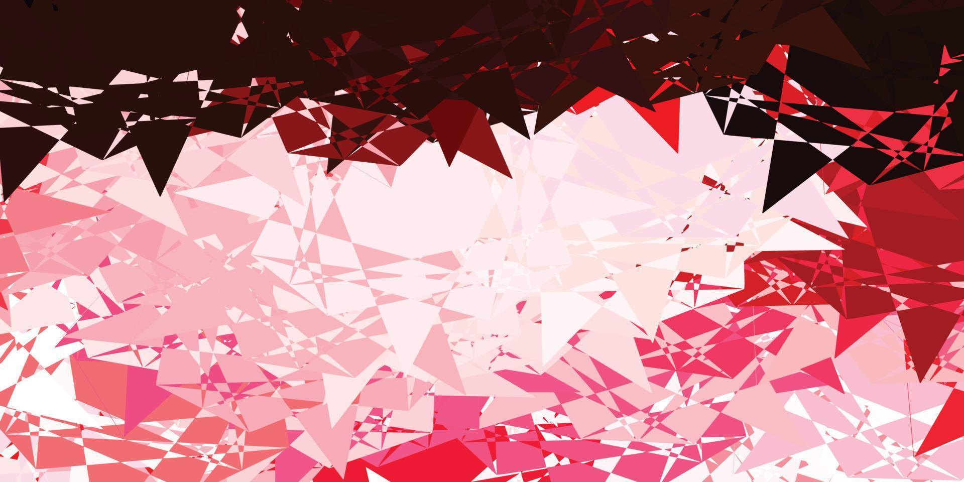 lichtroze, rood vector sjabloon met driehoekige vormen.
