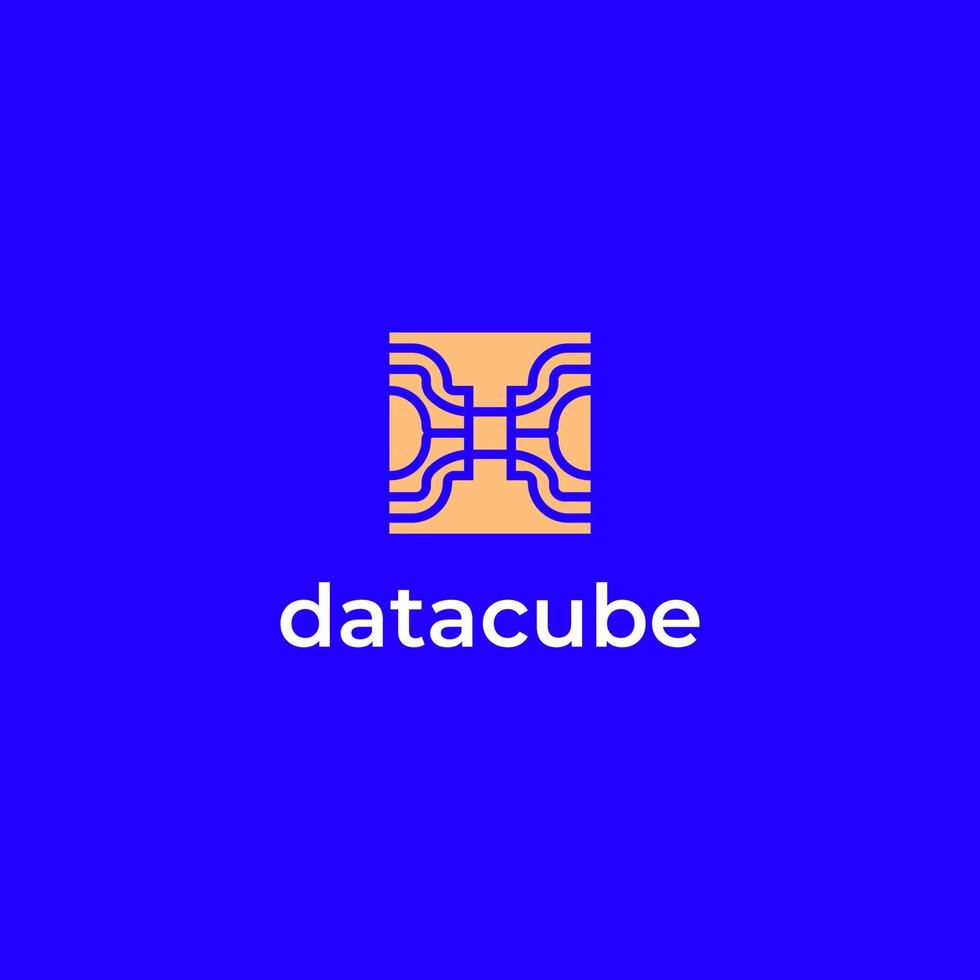 abstracte vierkante gegevens verbinden modern plat tech-logo vector