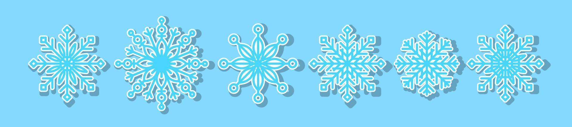 vector set iconen van sneeuwvlokken. concept van Kerstmis, feest, vorst, sneeuwvlok, decoratief symbool, vakantie.