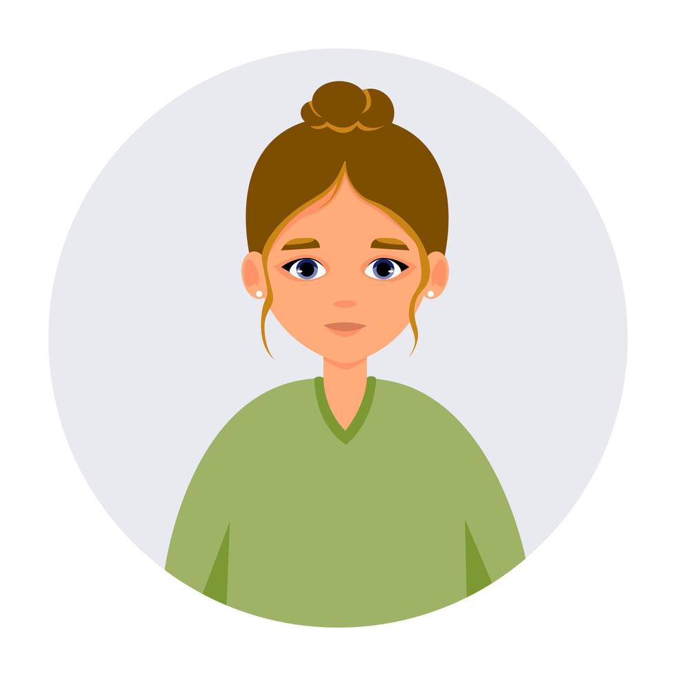 portret van blanke vrouw. avatar van vrouwelijke persoon. vector icoon van volwassene in vlakke stijl. hoofdschot.