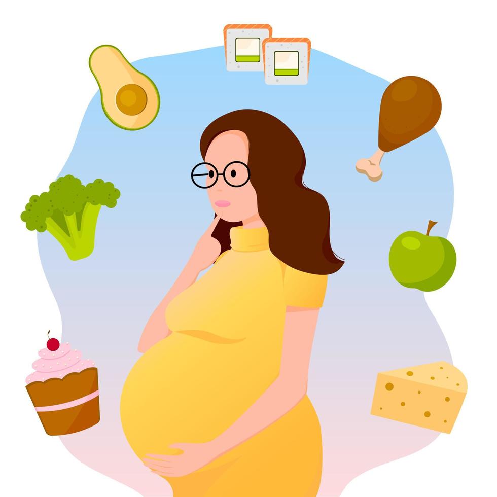 voedsel voor een zwangere vrouw. vector
