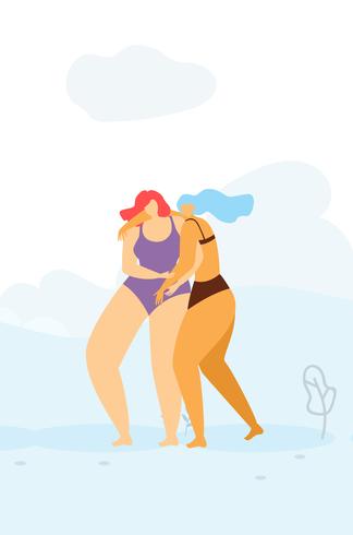 Twee vrouwen ondersteunen Banner platte sjabloon vector