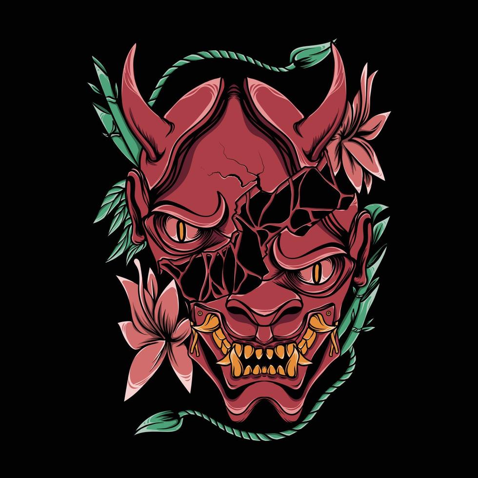 basis rgb oni masker illustratie met bloem vector