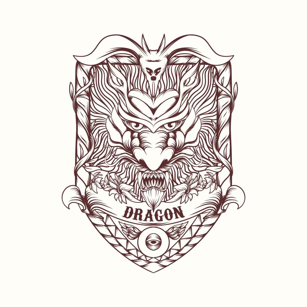 logo draak illustratie met ornament vector