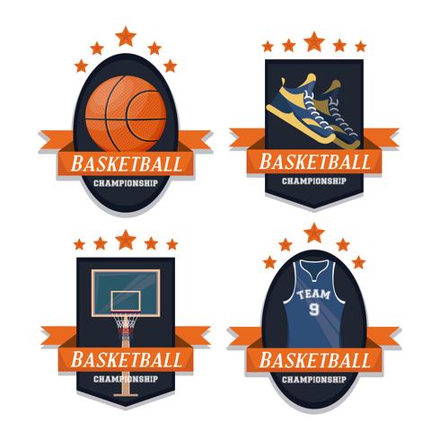 Basketbal sport set emblemen vector