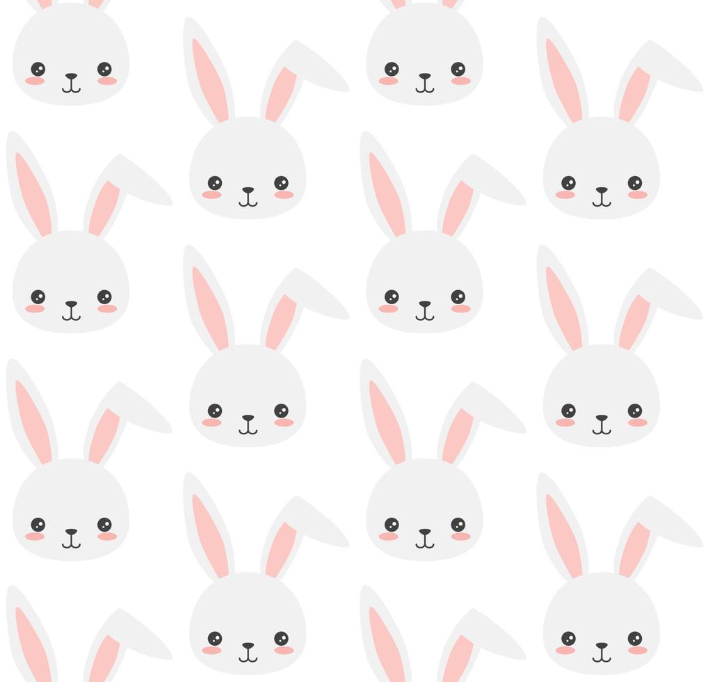 schattig konijn vector patroon in kawaii stijl. kinderachtig konijntje naadloze print.
