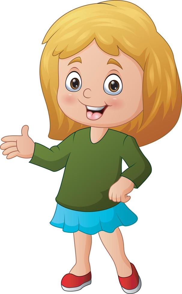 cartoon blond meisje geïsoleerd op een witte achtergrond vector