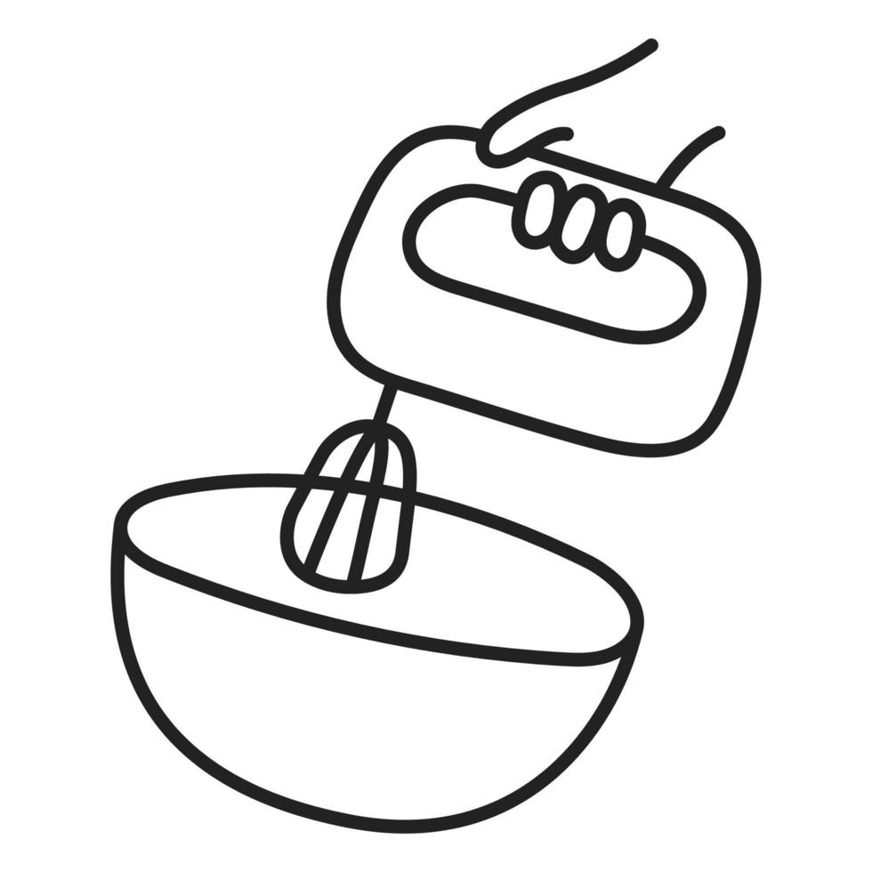 handmixer. hand getrokken doodle koken pictogram. vector