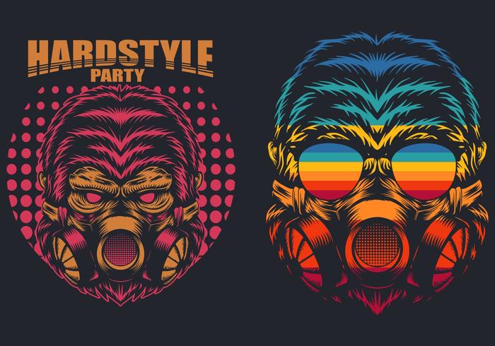 retro gorilla masker vector