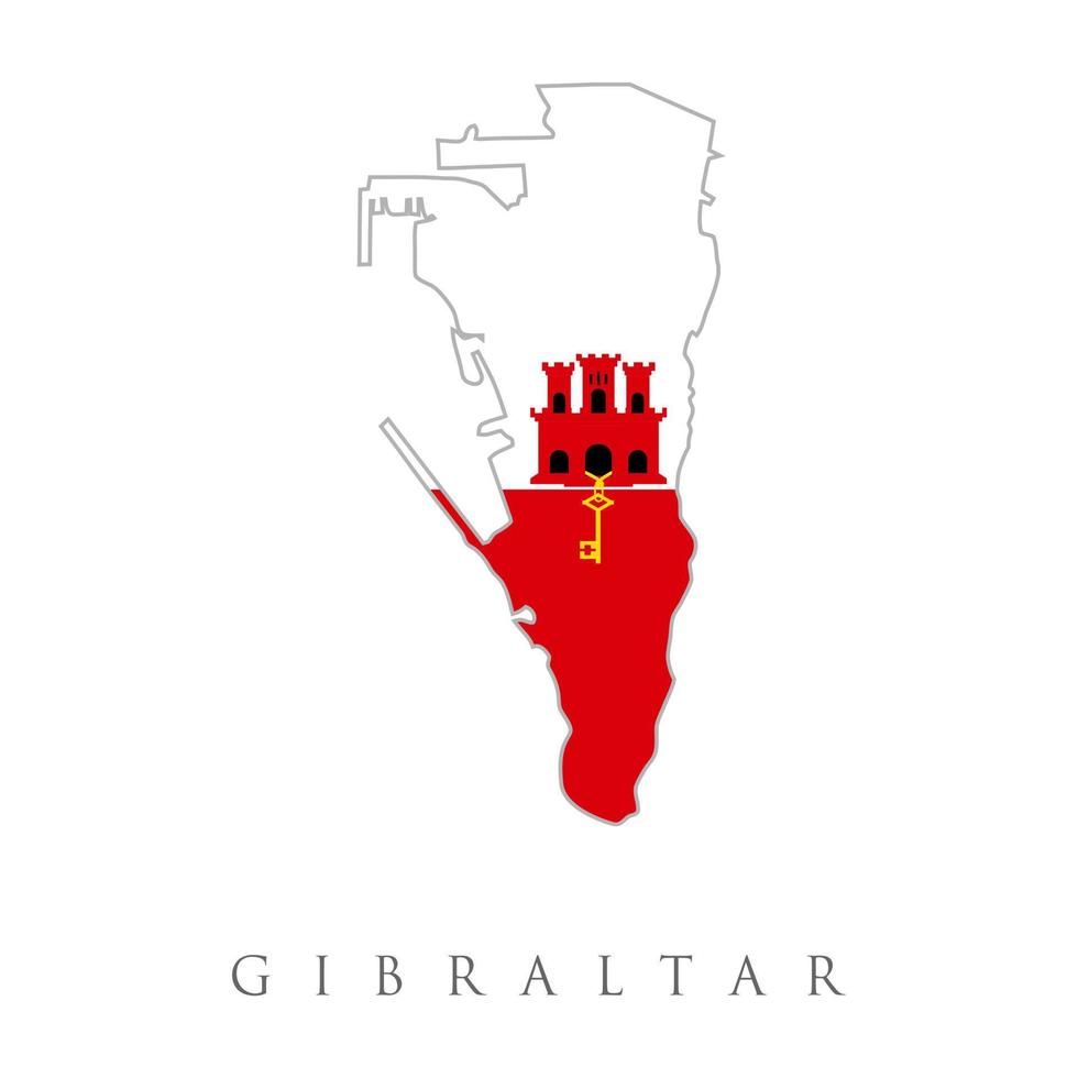 Gibraltar kaart met vlag. Gibraltar kaart vlag. kaart van gibraltar met vlag geïsoleerd op een witte achtergrond. Brits overzees gebied. verenigd koninkrijk, uk. vectorillustratie. vector