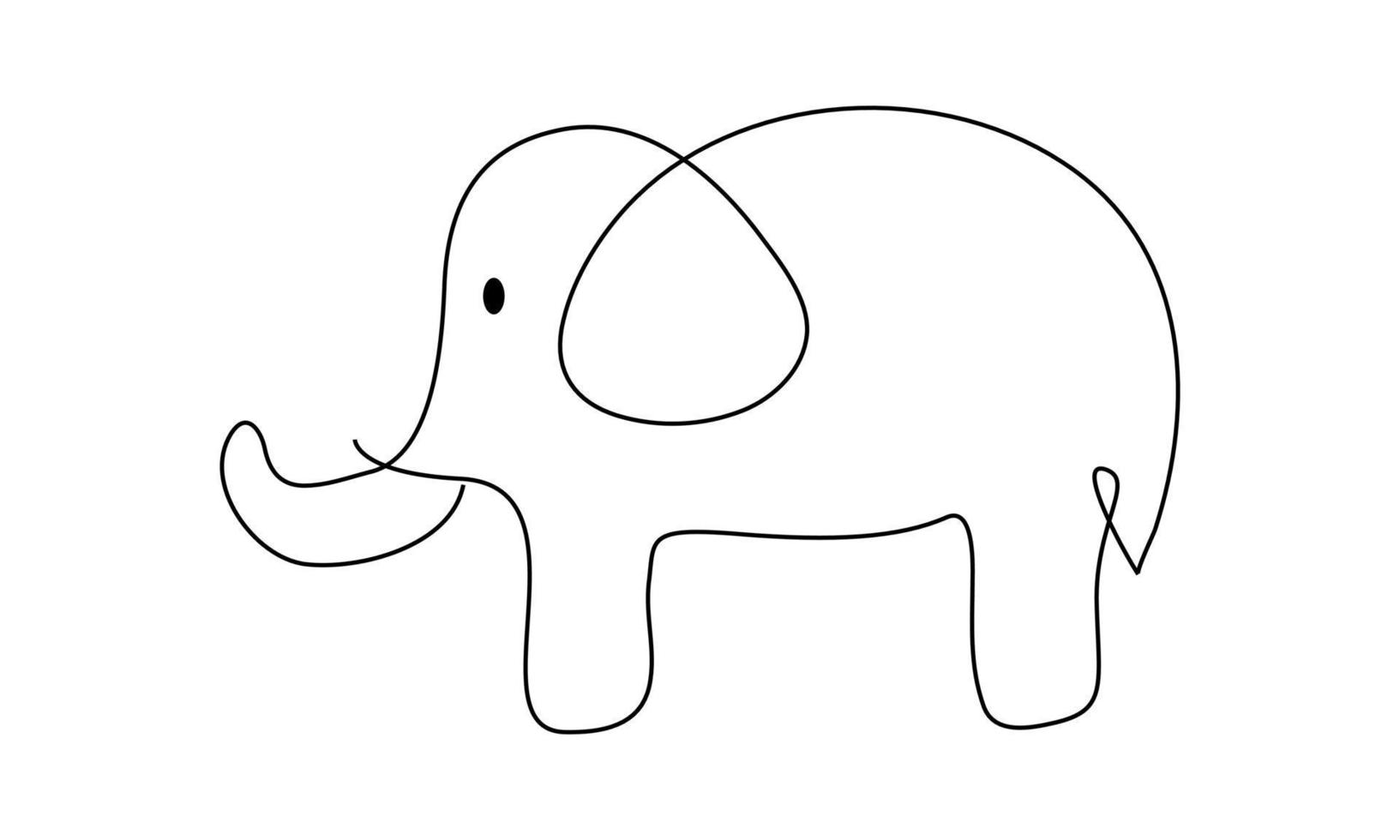 een lijntekening, olifant vectorillustratie. abstracte minimalistische stijl van dieren in het wild. continue hand getekend geïsoleerd op een witte achtergrond. vector