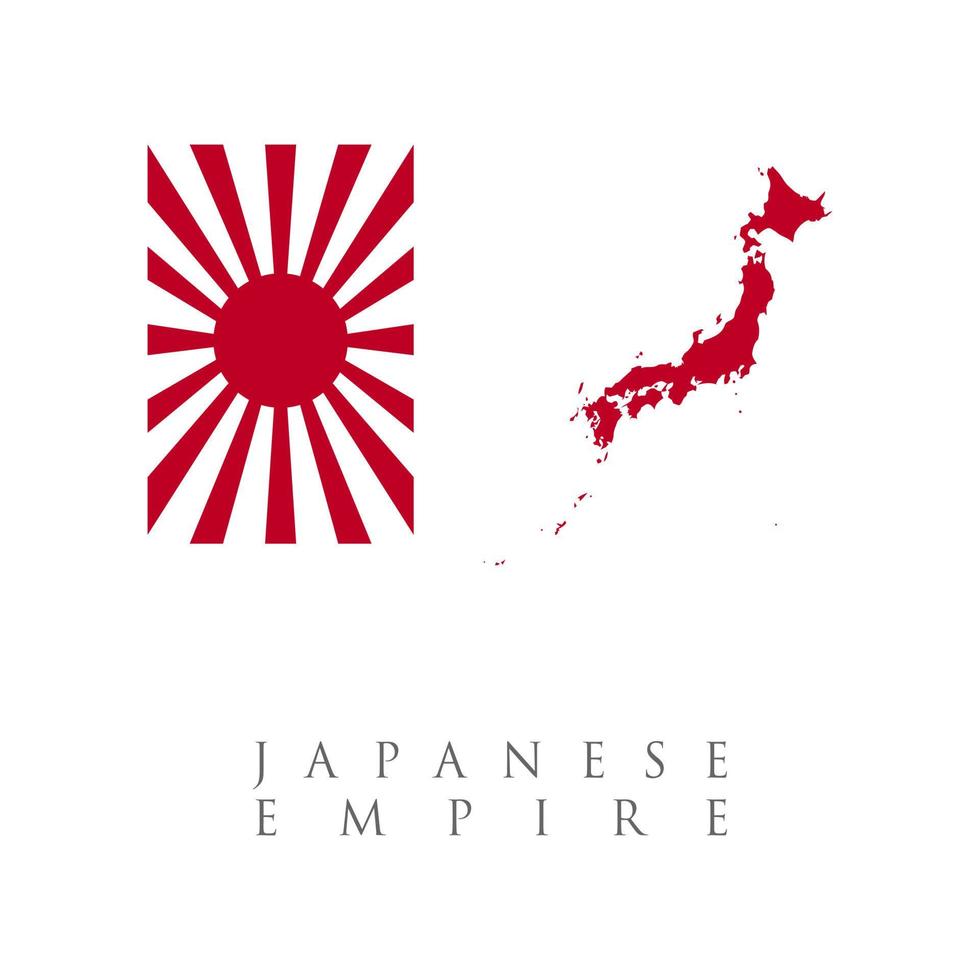 militarisme, imperium van japan, japanse legervlag, japan kaart, wereldoorlog twee afbeelding. vectorkaart van het rijk van japan voor uw ontwerp. kaart van het rijk van japan japans rijk tijdens de Tweede Wereldoorlog in 1942, vector