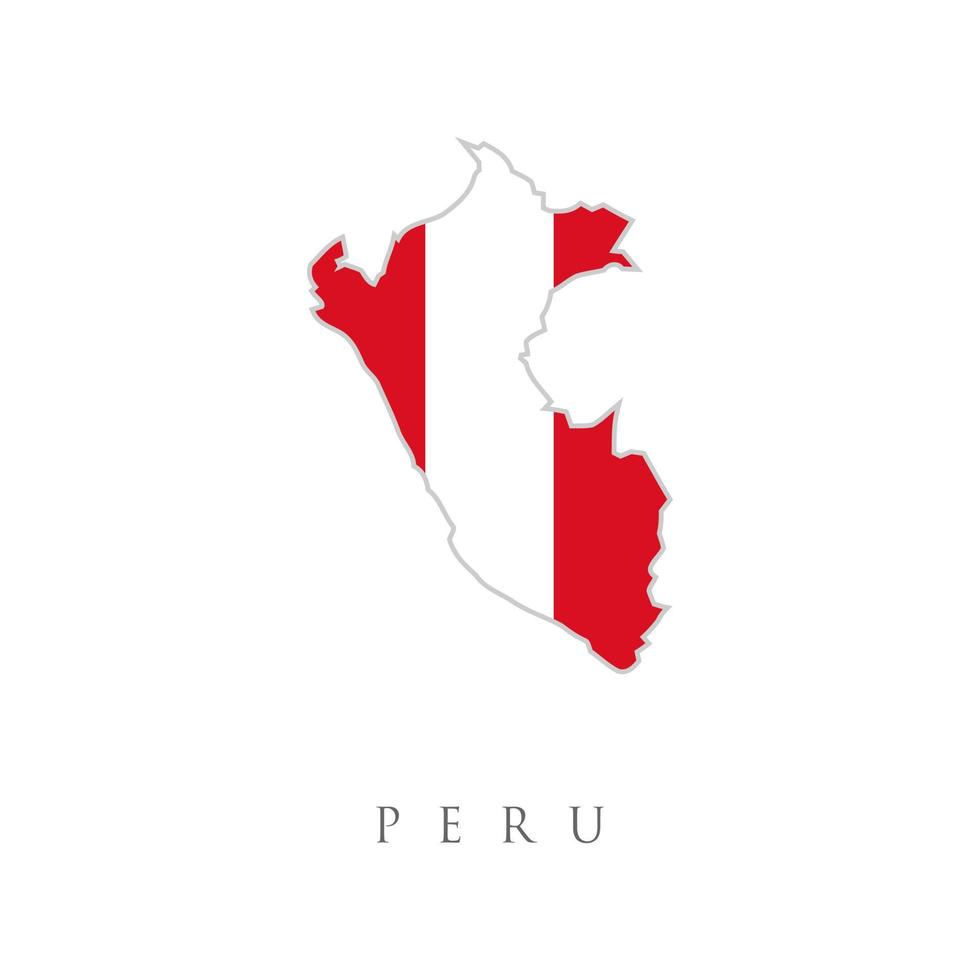 Peru land vlag binnen kaart contour ontwerp pictogram logo. Peru gedetailleerde kaart met vlag van land. ica-kaart met illustratie van de Peruaanse nationale vlag vector