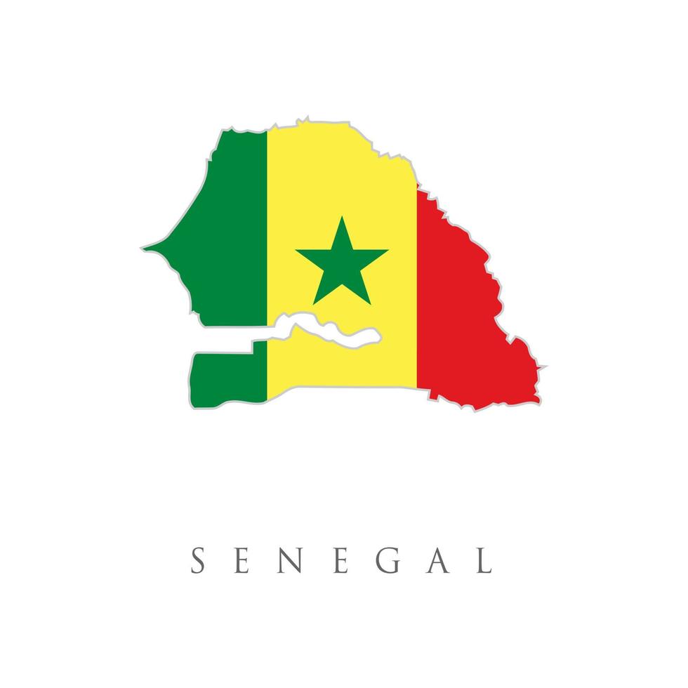 kaart van senegal op een blauwe achtergrond, vlag van senegal erop. Senegal vlag kaart achtergrond. de vlag van het land in de vorm van grenzen. voorraad vectorillustratie geïsoleerd op een witte achtergrond. vector