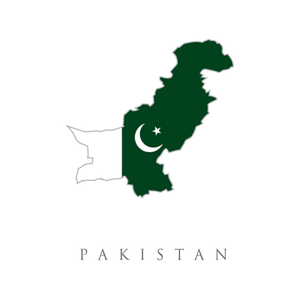 vector geïsoleerd vereenvoudigd illustratiepictogram met silhouet van de kaart van Pakistan. nationale vlag. witte achtergrond. kaart van pakistan met pakistaanse vlag.