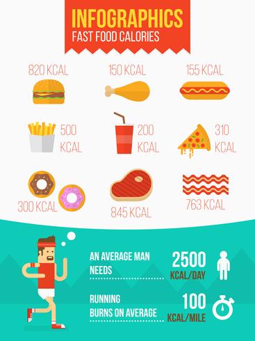 Fastfood calorie infographic vector