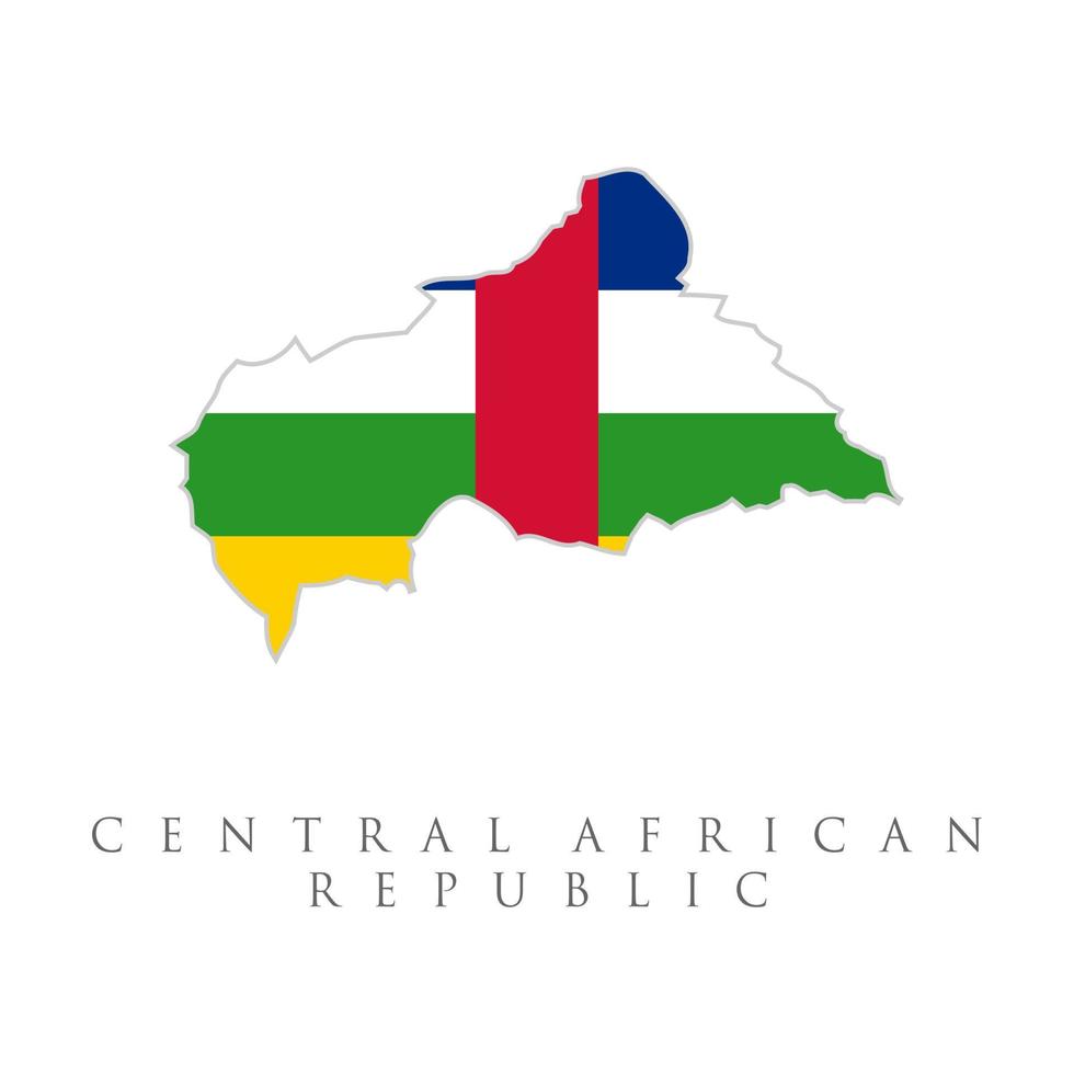 Centraal-Afrikaanse Republiek nationale vlag kaart. Entral Afrikaanse Republiek vlag geïsoleerde vector in officiële kleuren.