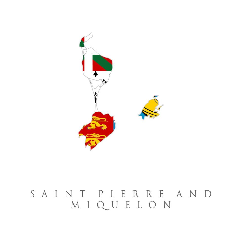 vlagkaart van saint pierre en miquelon. de vlag van het land in de vorm van grenzen. voorraad vectorillustratie geïsoleerd op een witte achtergrond. vector