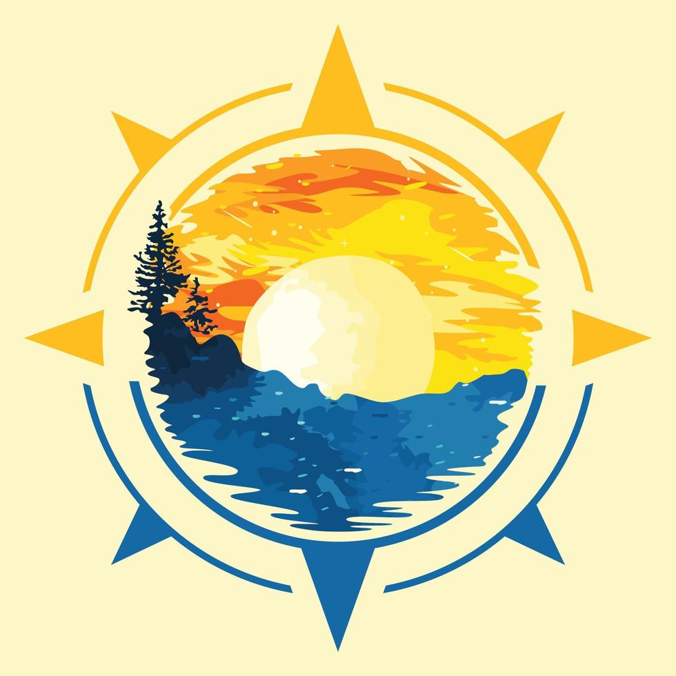 prachtige zon en zee landschap vectorillustratie vector