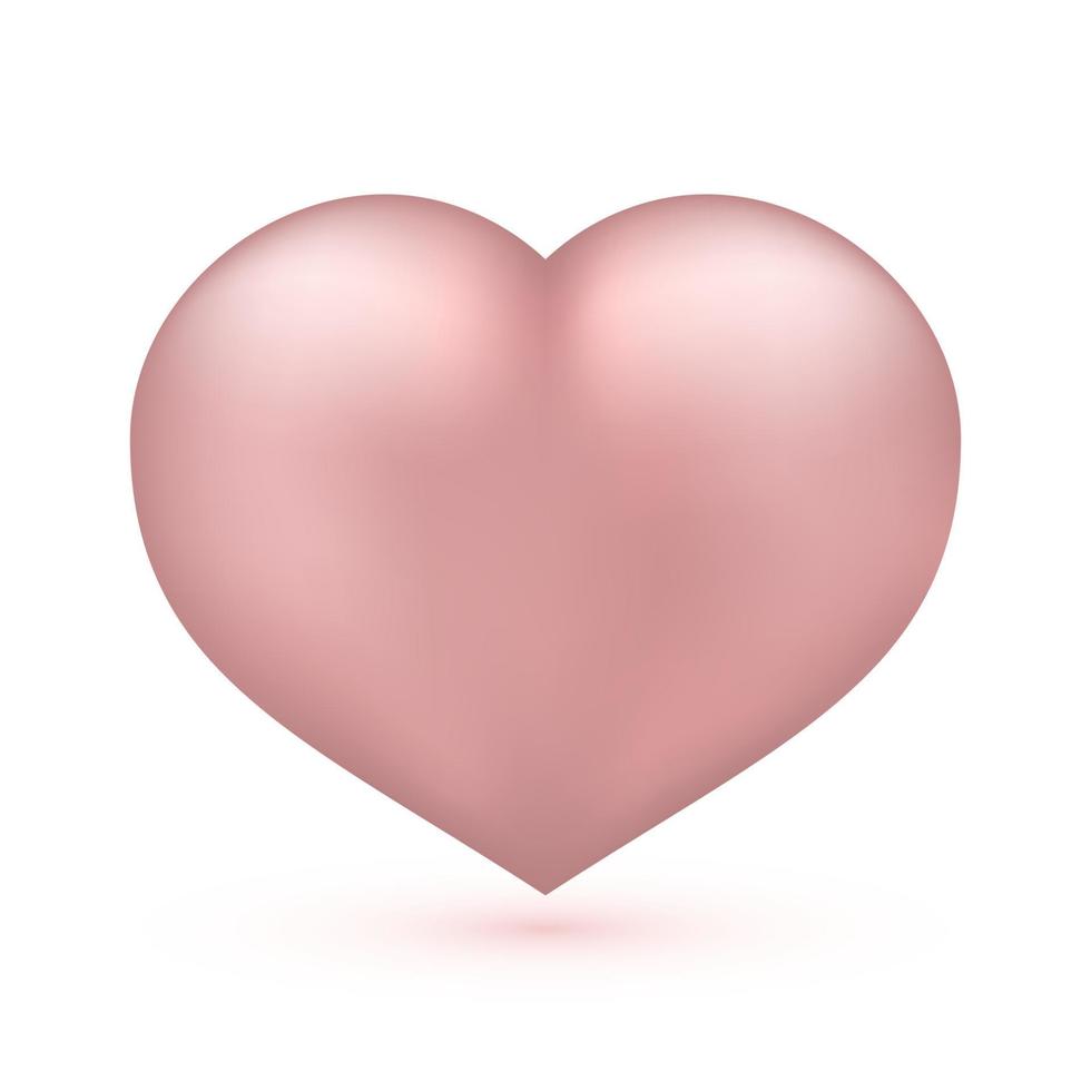 realistische zacht roze hart geïsoleerd op wit. Valentijnsdag wenskaart achtergrond. 3D-pictogram. romantische vectorillustratie. gemakkelijk te bewerken ontwerpsjabloon. vector