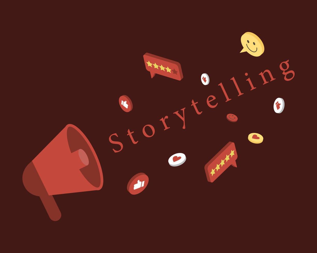 marketingverhalen door storytelling te gebruiken om klanten op een emotionele manier te beïnvloeden en te inspireren vector