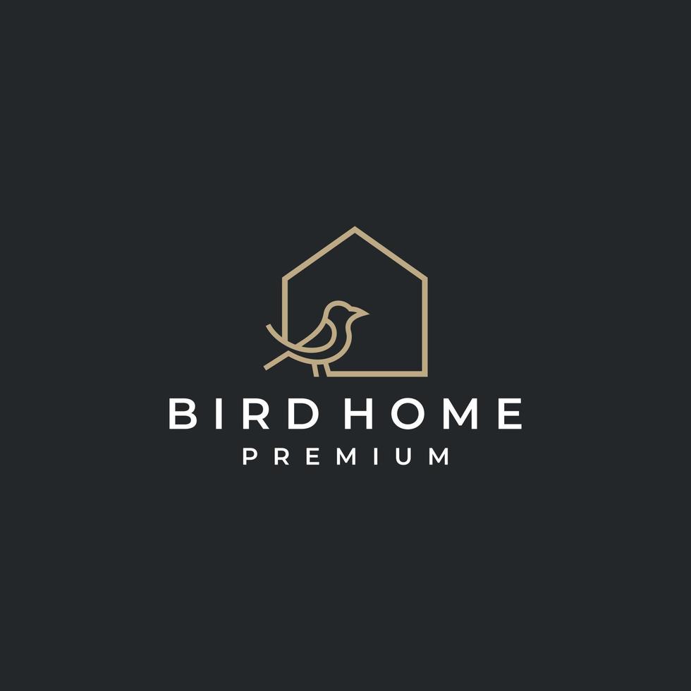 vogel huis logo vector pictogram lijn illustratie