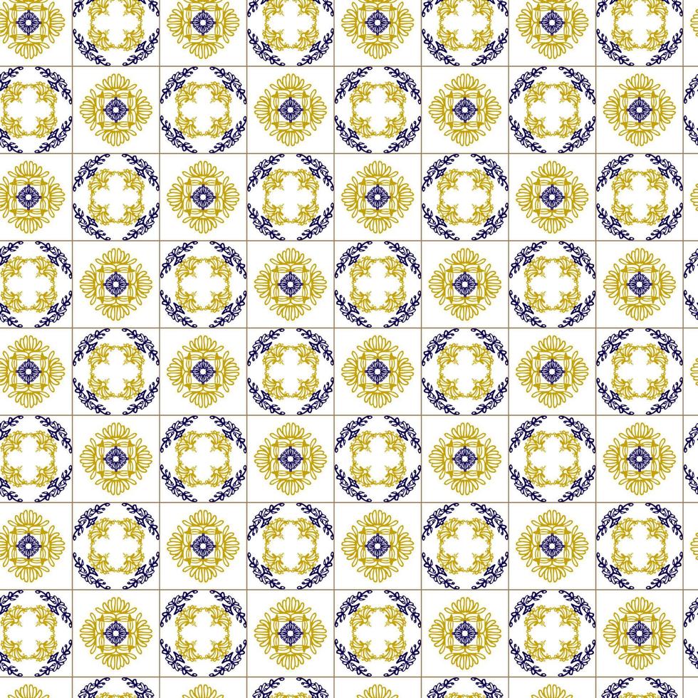 naadloos patroon geel en blauw ornament vector
