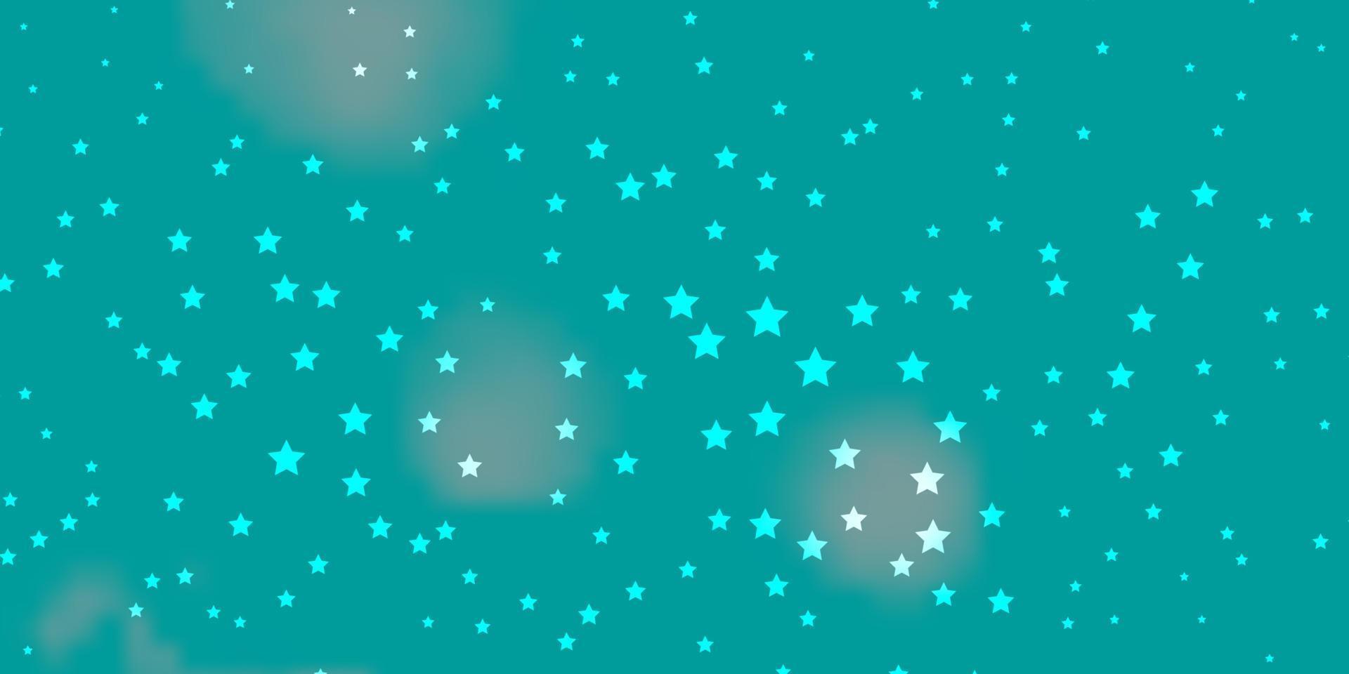 donkerblauwe, groene vectorachtergrond met kleine en grote sterren. vector