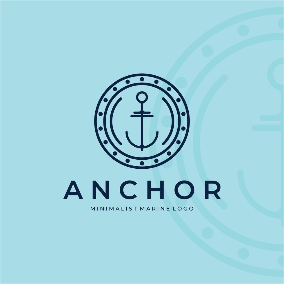 anker schip logo minimalistische lijn kunst pictogram illustratie sjabloonontwerp. minimaal logo embleem anker voor marine of matroos bedrijfsconcept symbool ontwerp vector