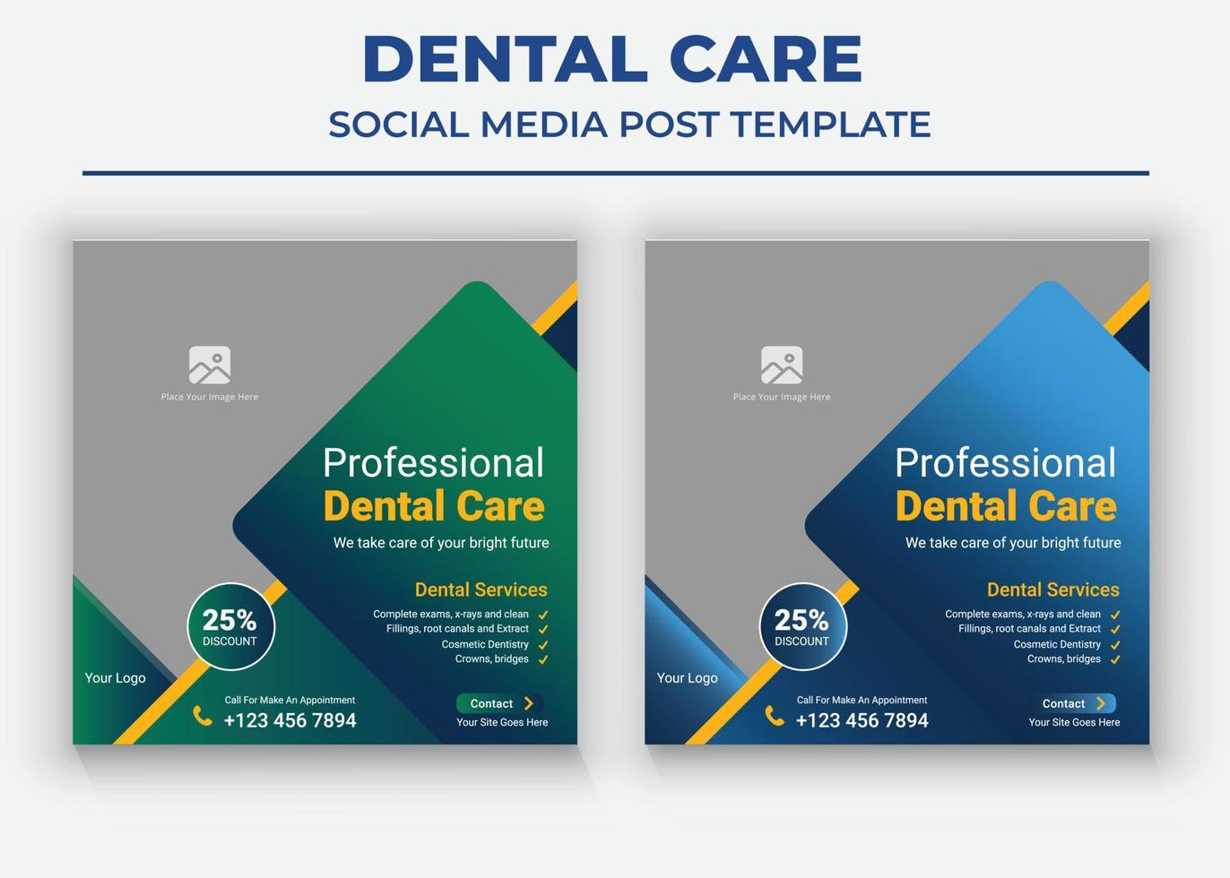 tandheelkundige post op sociale media, sjablonen voor sociale media in de gezondheidszorg vector